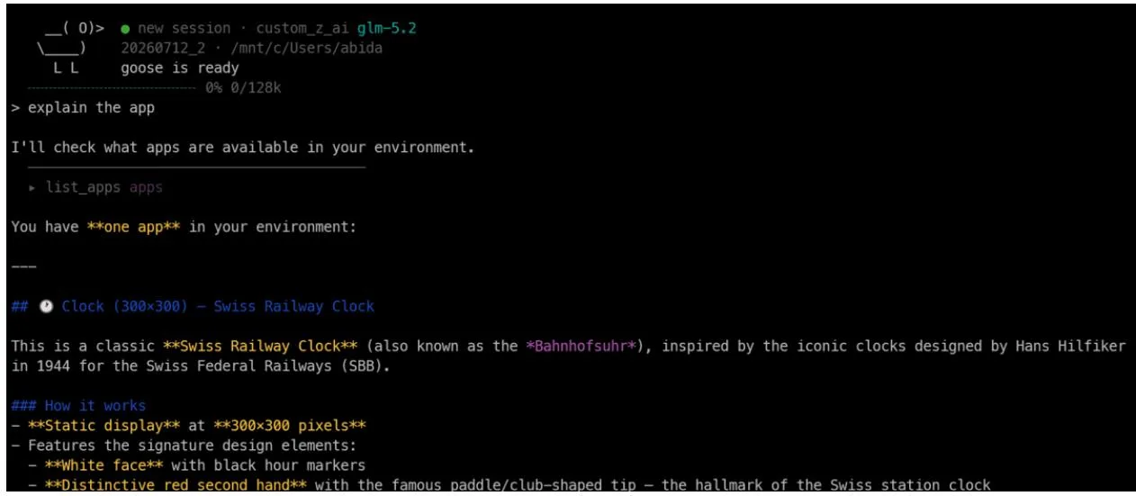 Goose CLI terminal